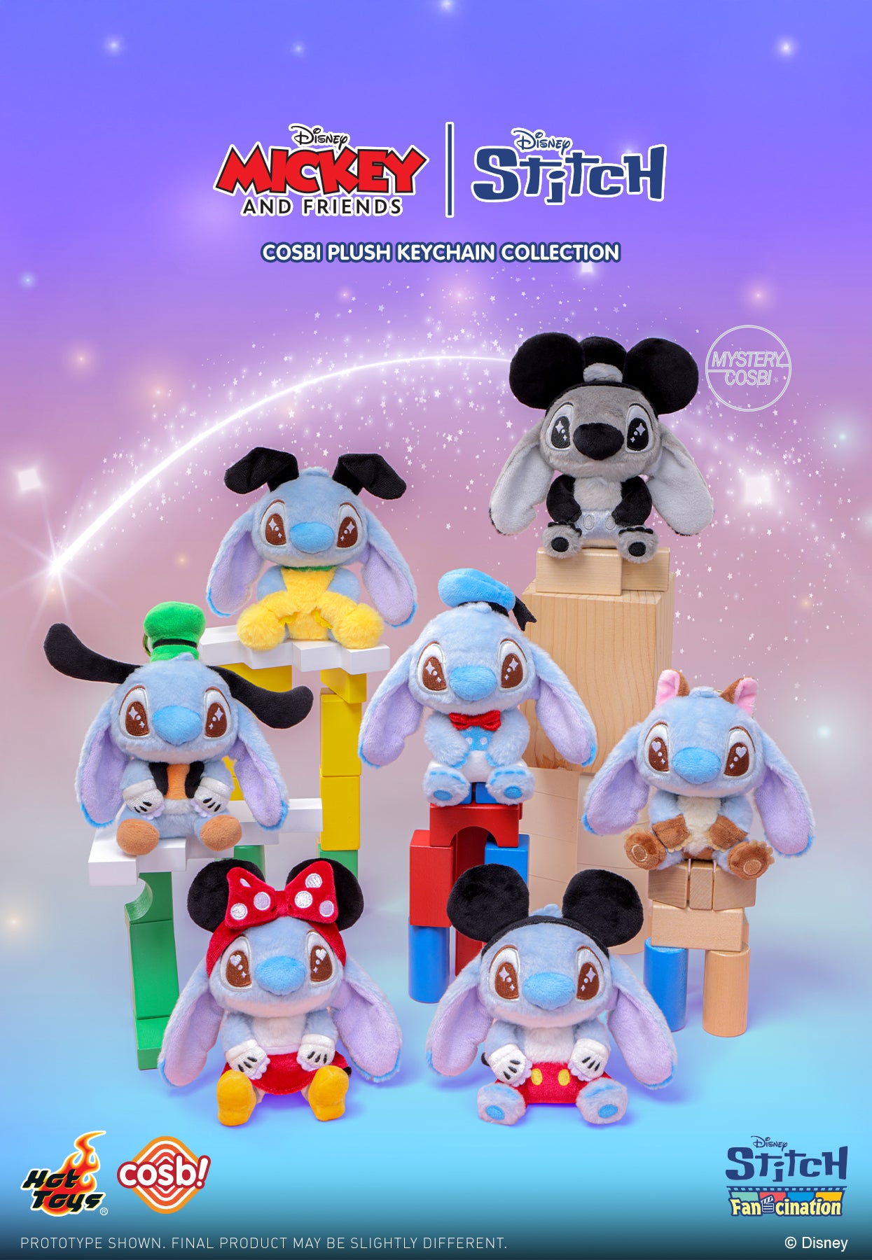 Mickey & Friends Stitch Cosbi Plush Keychain Collection