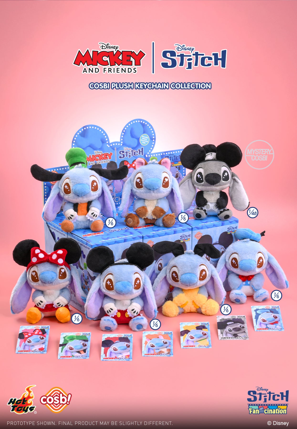 Mickey & Friends Stitch Cosbi Plush Keychain Collection