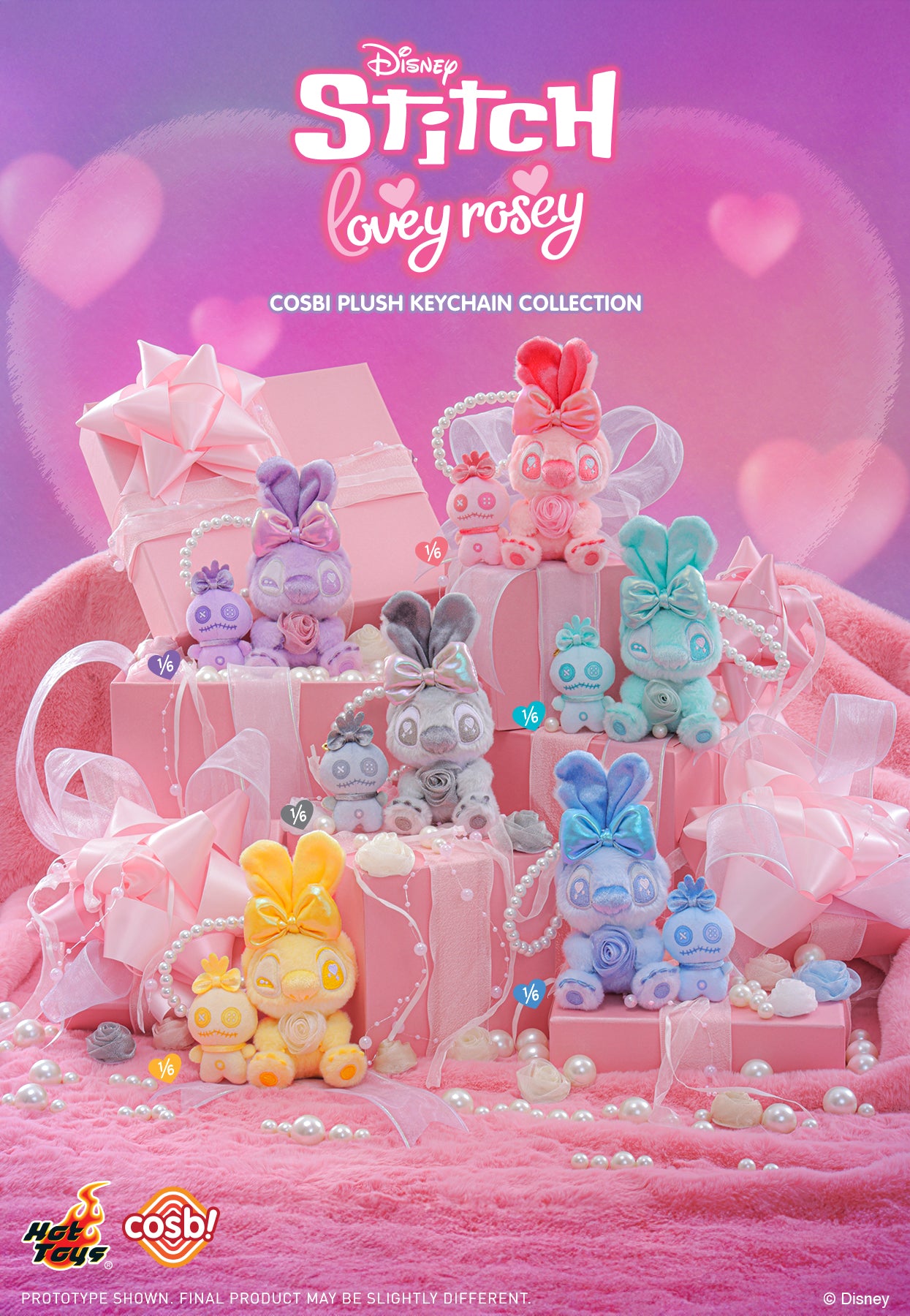 Stitch Lovey-Rosey Cosbi Plush Keychain Collection