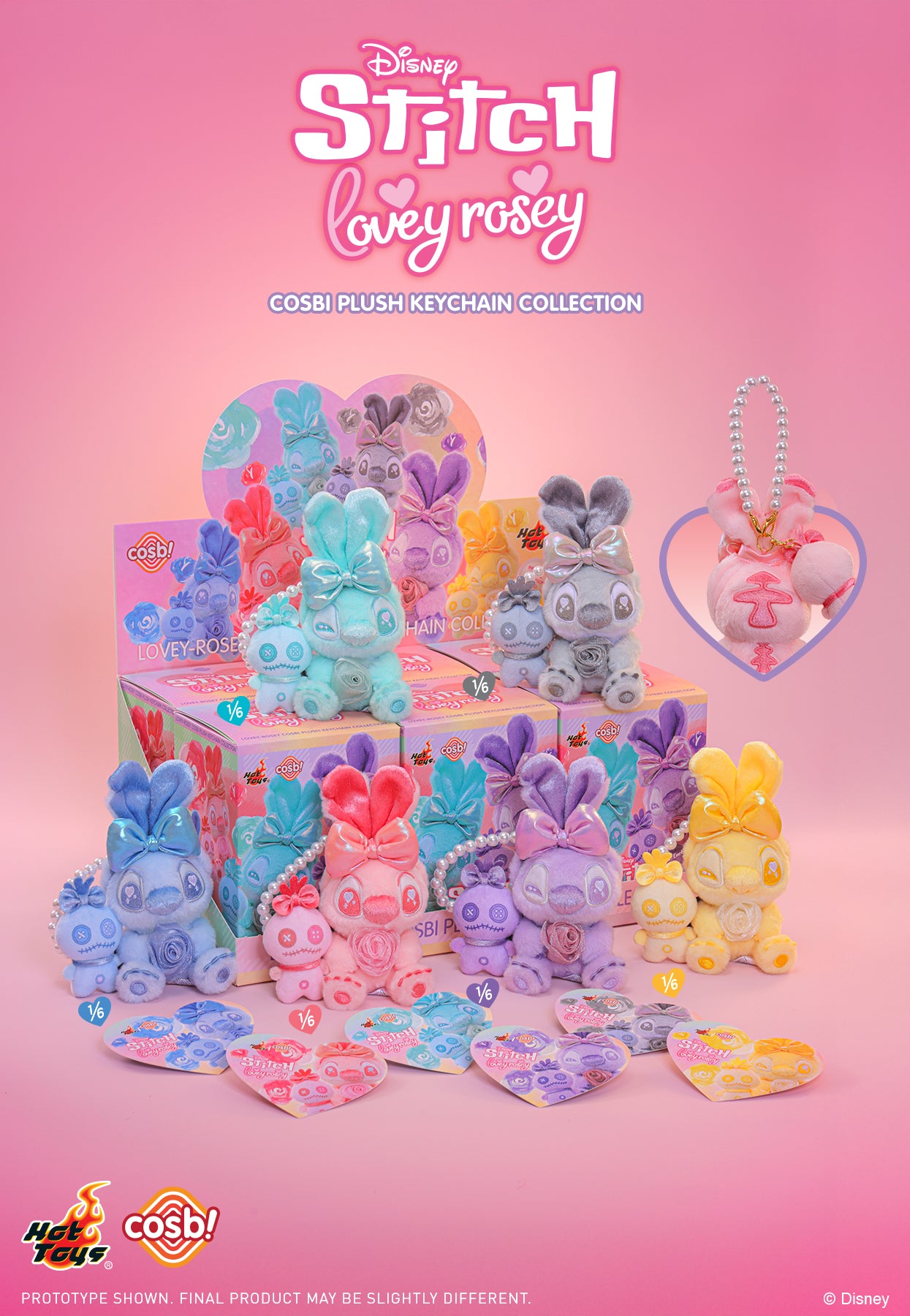 Stitch Lovey-Rosey Cosbi Plush Keychain Collection
